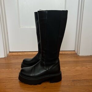 Steve Madden Black Leather Knee-High Boots